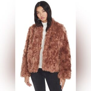 Vince Plush Faux Fur Jacket in Pink Umber sz S